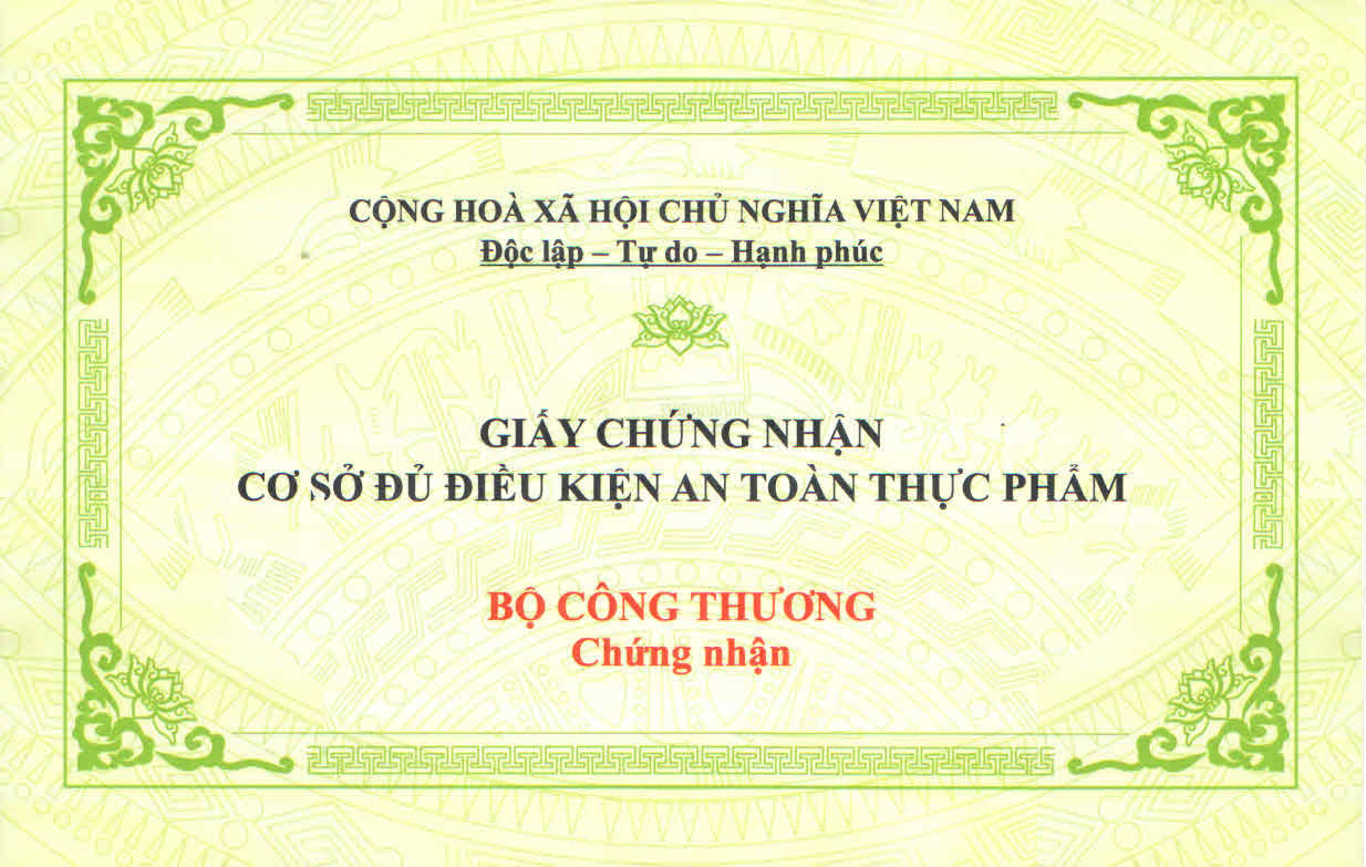Thủ tục cấp giấy chứng nhận đủ điều kiện an toàn thực phẩm đối với cơ sở sản xuất kinh doanh